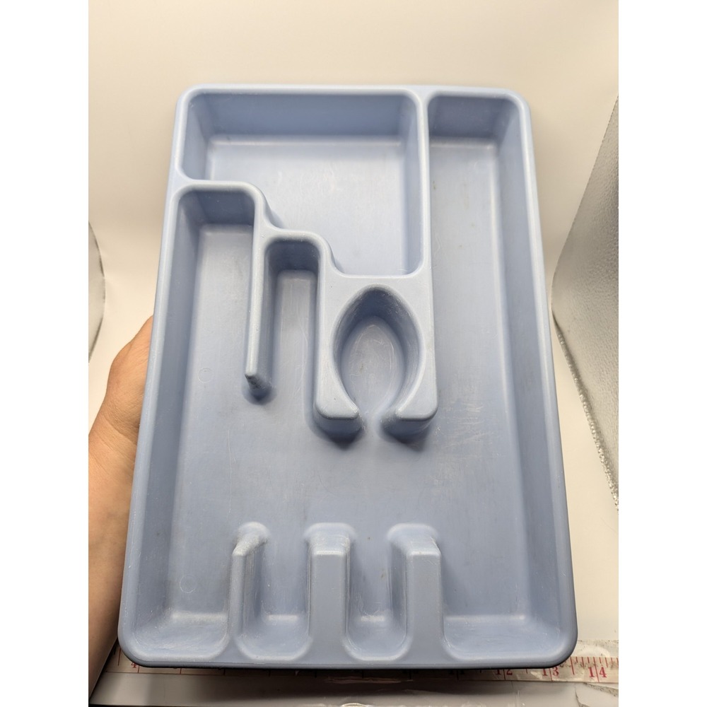 Vtg Rubbermaid Country Blue Utensil Flatware Silverware Tray Drawer Organizer